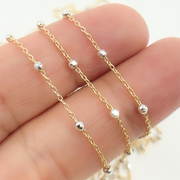 14k Gold Filled with 925 Sterling Silver Beads Satellite Chain